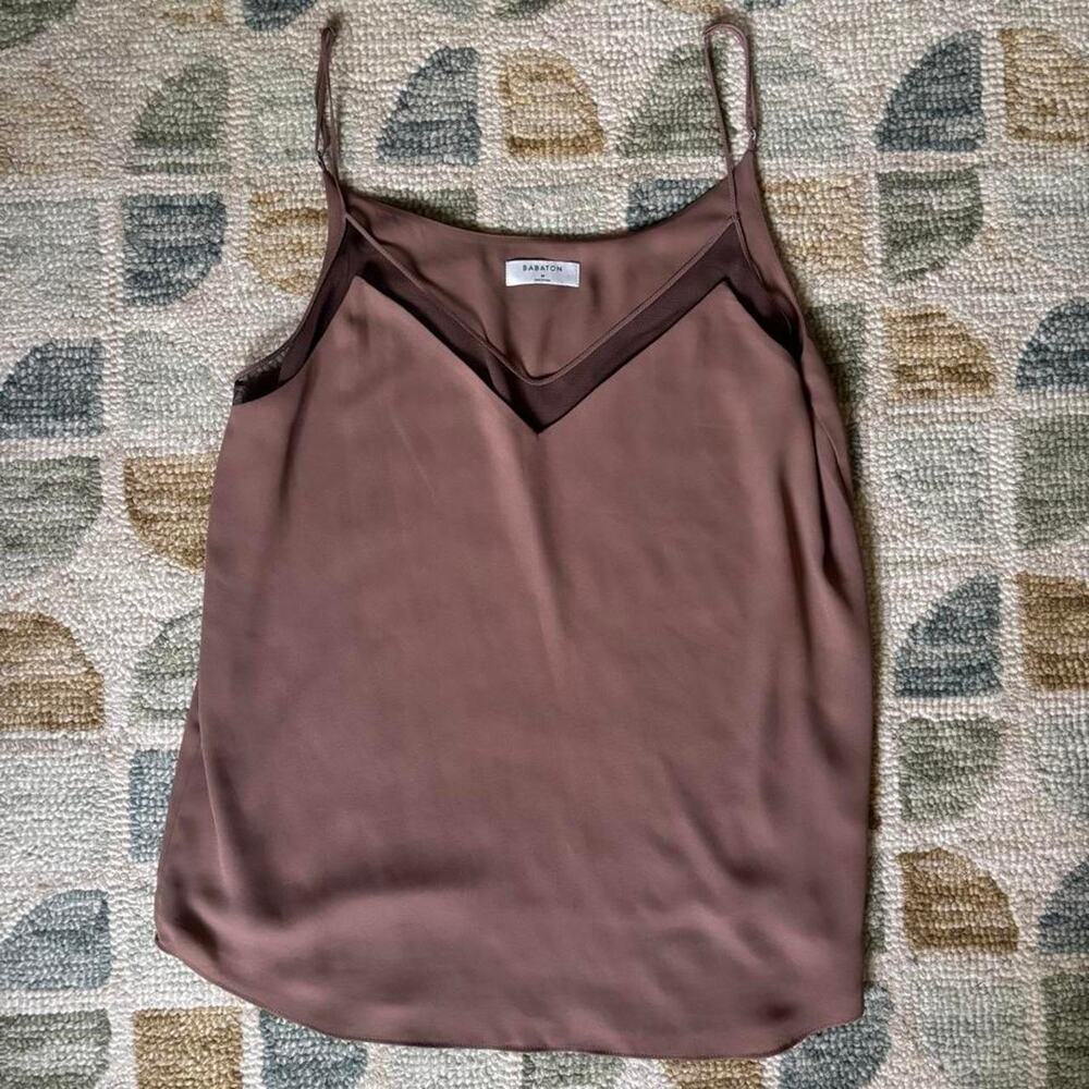 Babaton Galen Mesh Camisole Tan with Black Sheer Detail Versatile Aritzia
